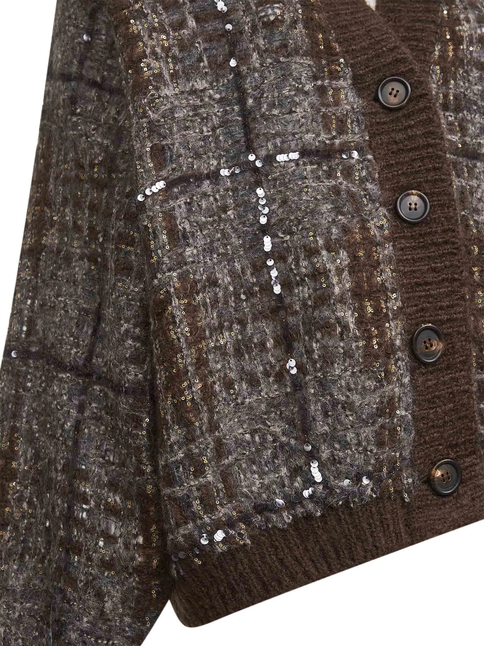 Brown Jacquard Check Embroidered Cardigan sold by Lord & Taylor product image thumbnail 3