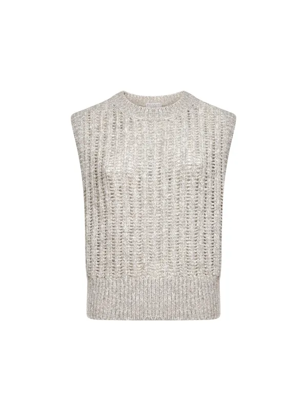 Cashmere-Blend Rib Vest made by Brunello Cucinelli