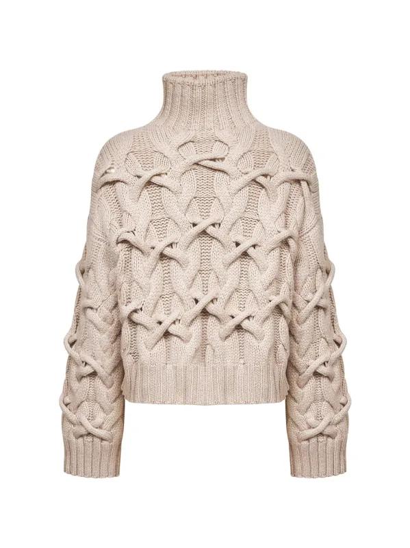Beige Cashmere Crisscross Cable Sweater sold by Lord & Taylor