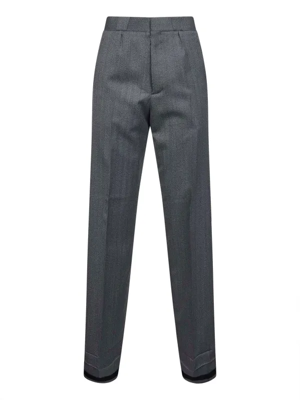 Grey Herringbone Wool-Blend Trousers sold by Lord & Taylor