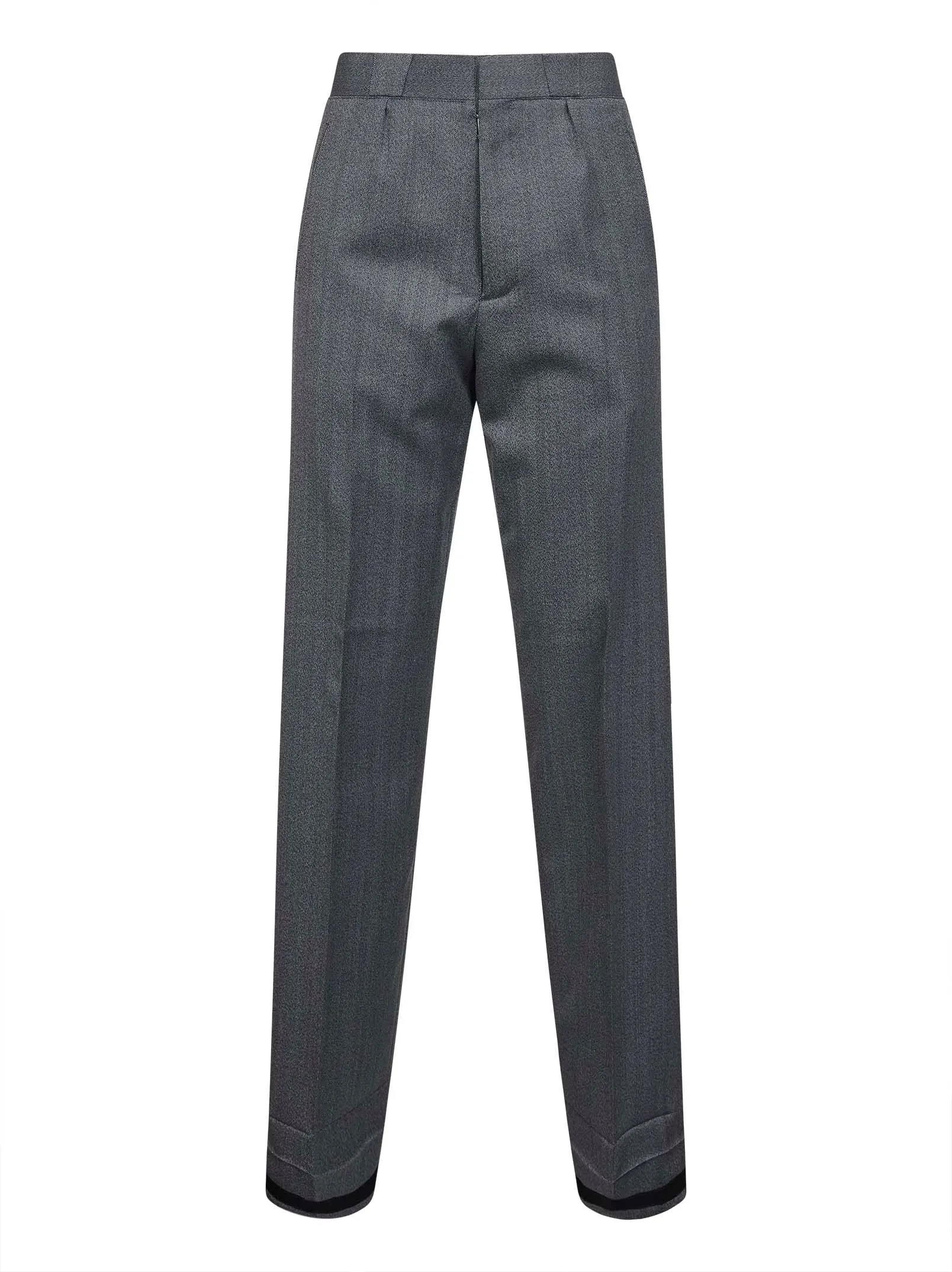 Grey Herringbone Wool-Blend Trousers sold by Lord & Taylor