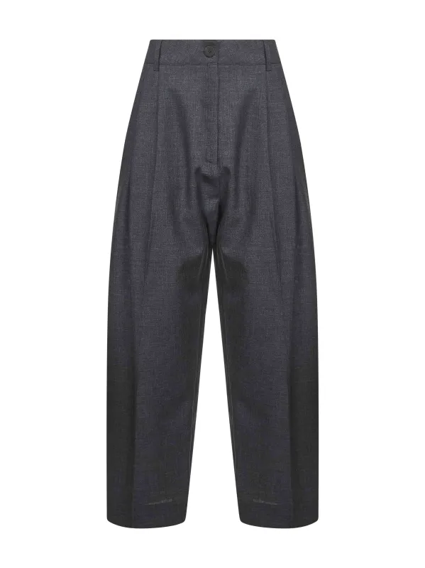 Grey Melange Wool Wide Trousers made by Studio Nicholson