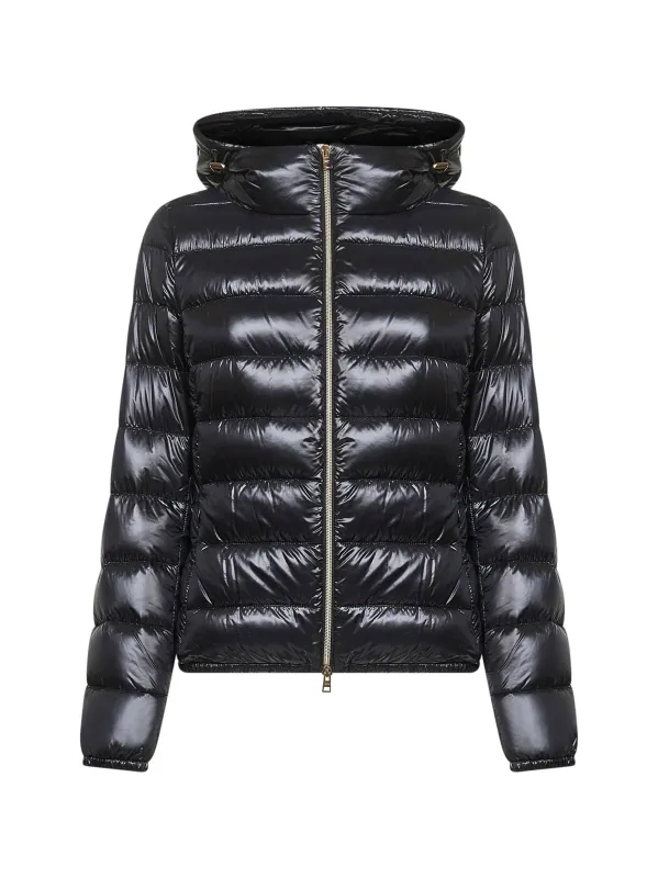 Black Ultralight Nylon Hooded Down Jacket sold by Lord & Taylor