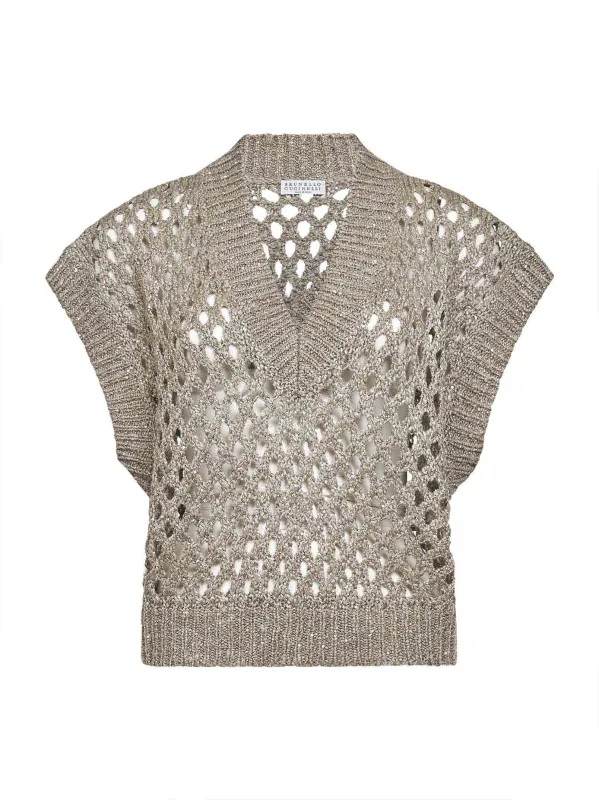 Beige Silk-Linen Dazzling Net Sweater sold by Lord & Taylor