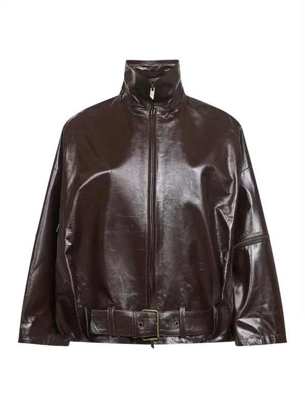 Brown Sheen Nappa Leather Jacket sold by Lord & Taylor
