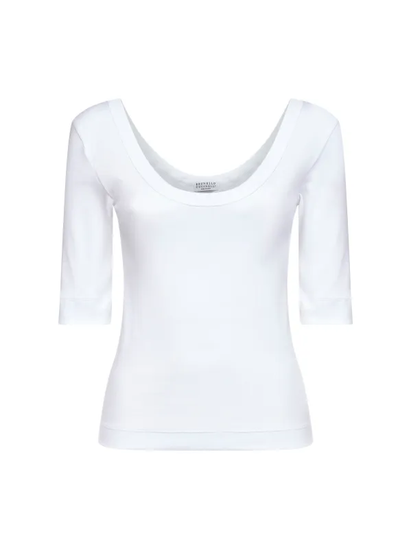 White Ribbed Stretch Monili T-Shirt sold by Lord & Taylor