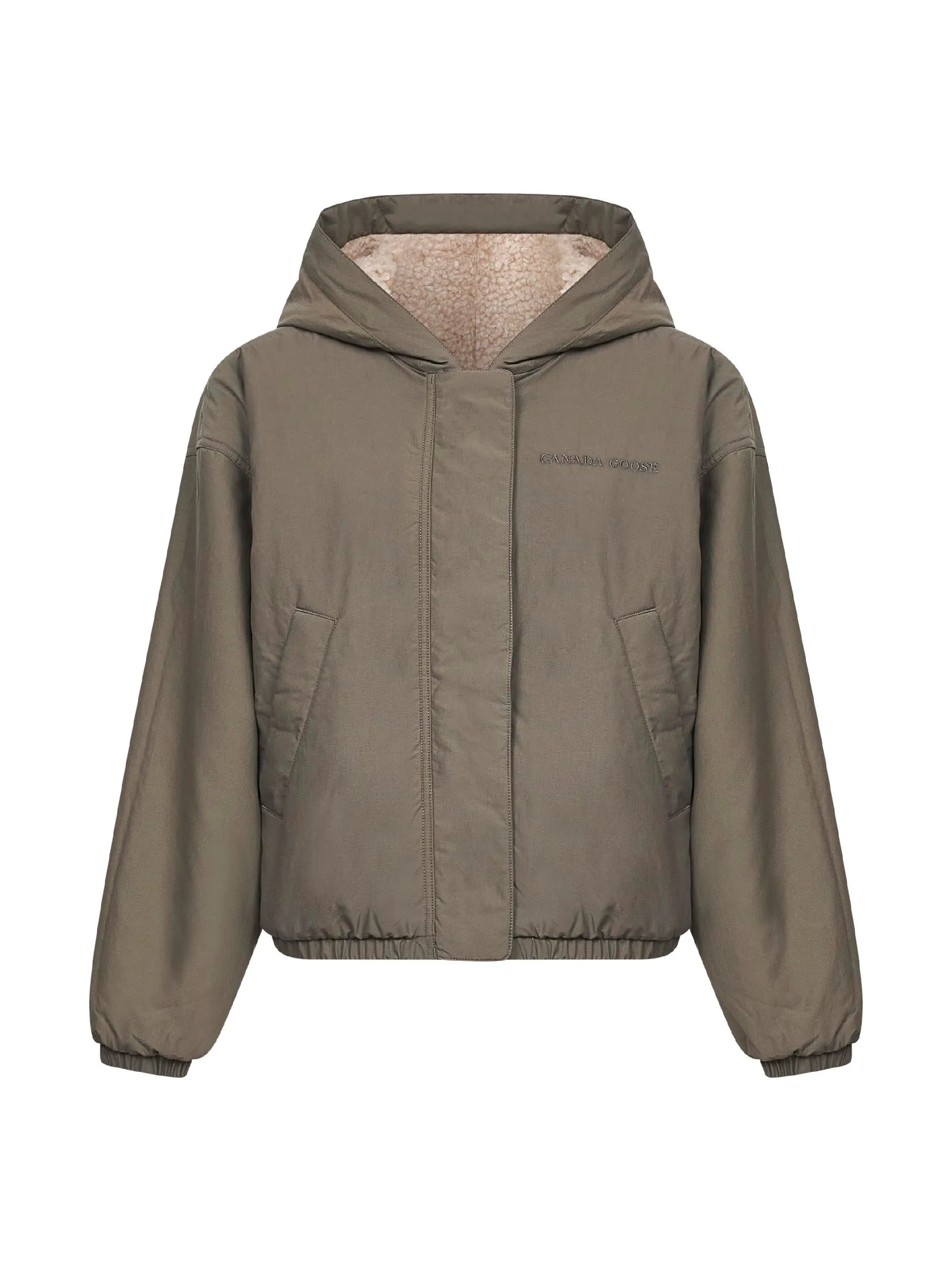 Reversible Beige Fleece Bomber Jacket sold by Lord & Taylor product image thumbnail 3