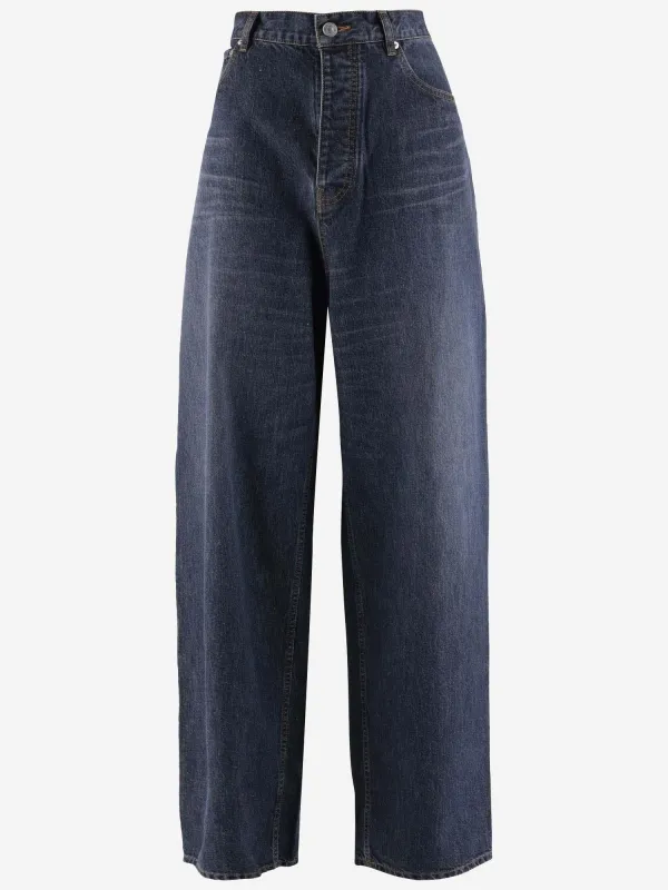 Denim and Silk Wide-Leg Jeans sold by Lord & Taylor