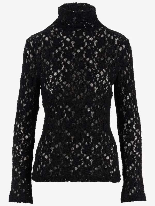 Black Lace High-Collar Top sold by Lord & Taylor