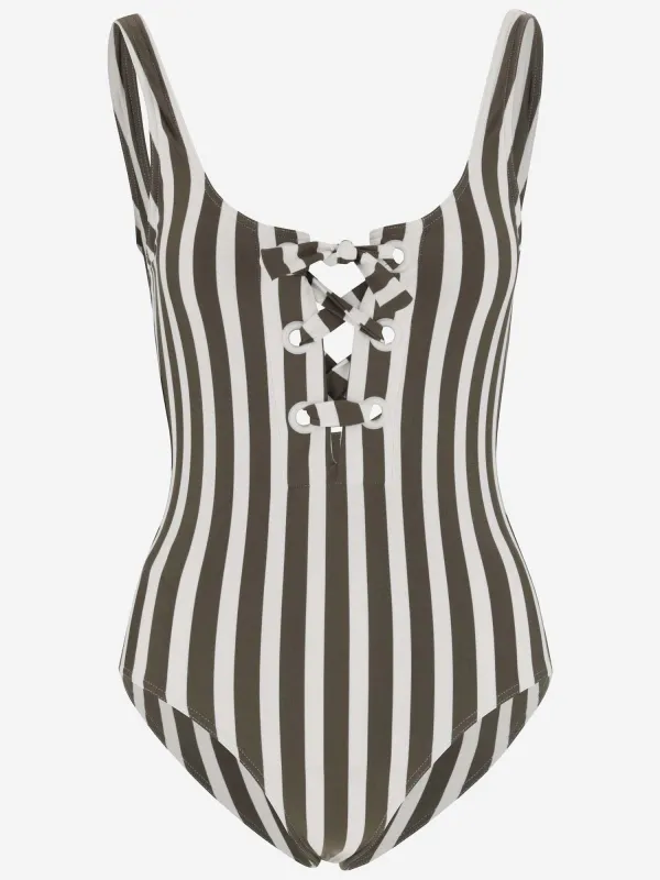 Striped Stretch Nylon One-Piece Swimsuit made by Eres