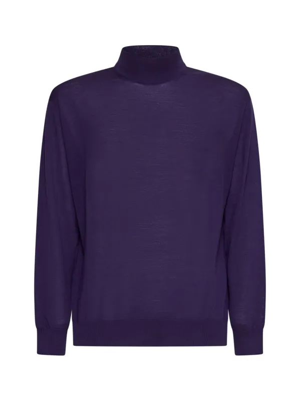 Purple Virgin Wool Mock-Neck Sweater sold by Lord & Taylor