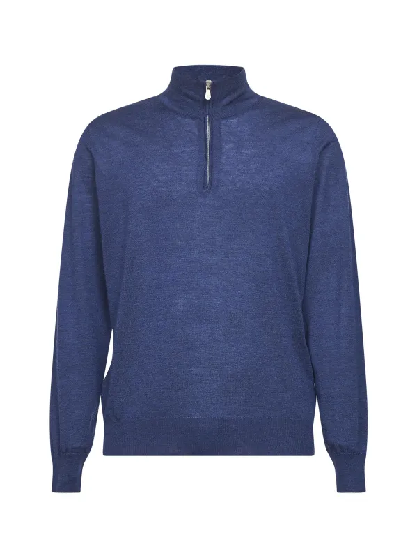 Blue Cashmere-Blend Half-Zip Sweater made by Lord & Taylor
