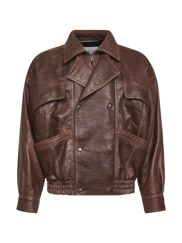 Brown Lambskin Bomber Jacket sold by Lord & Taylor