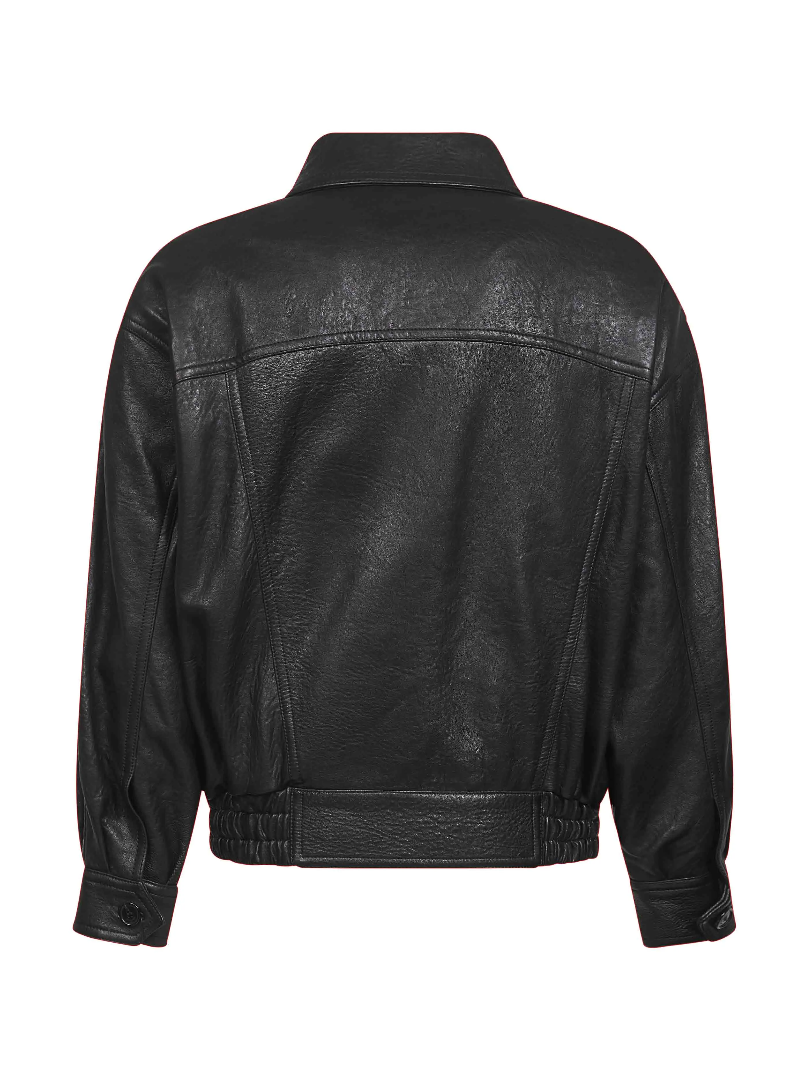 Black Lambskin Bomber Jacket sold by Lord & Taylor product image thumbnail 2