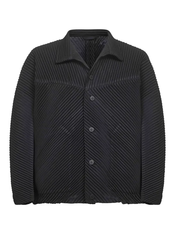 Black Pleated Shirt Jacket made by Issey Miyake