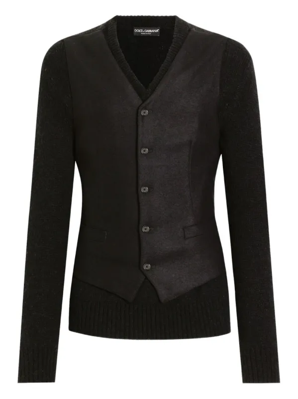 V-Neck Sweater with Satin-Overlay Vest sold by Lord & Taylor