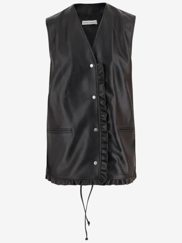 Lea Gala Leather Vest in Black sold by Lord & Taylor