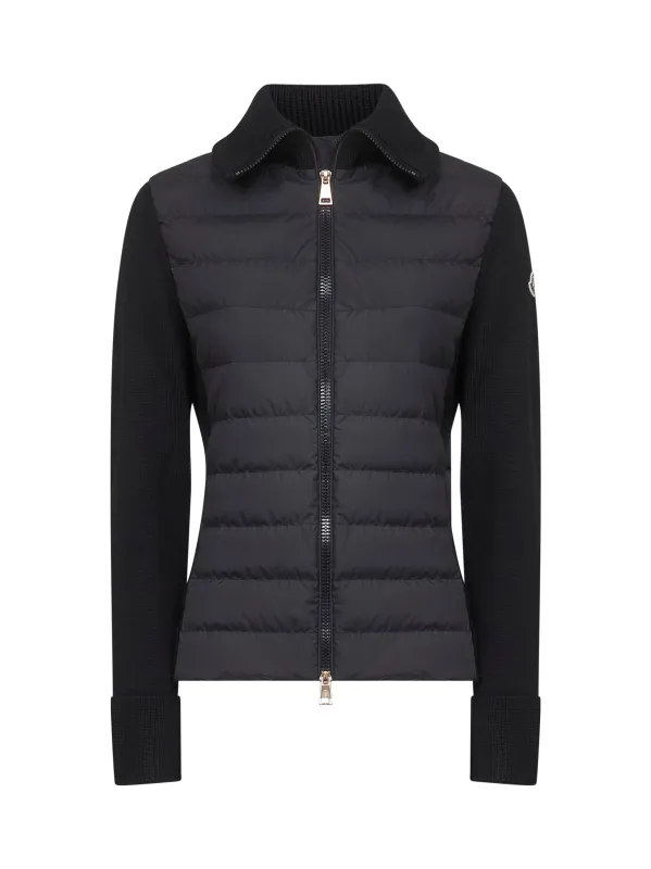 Black Wool Zip-Up Padded Cardigan sold by Lord & Taylor