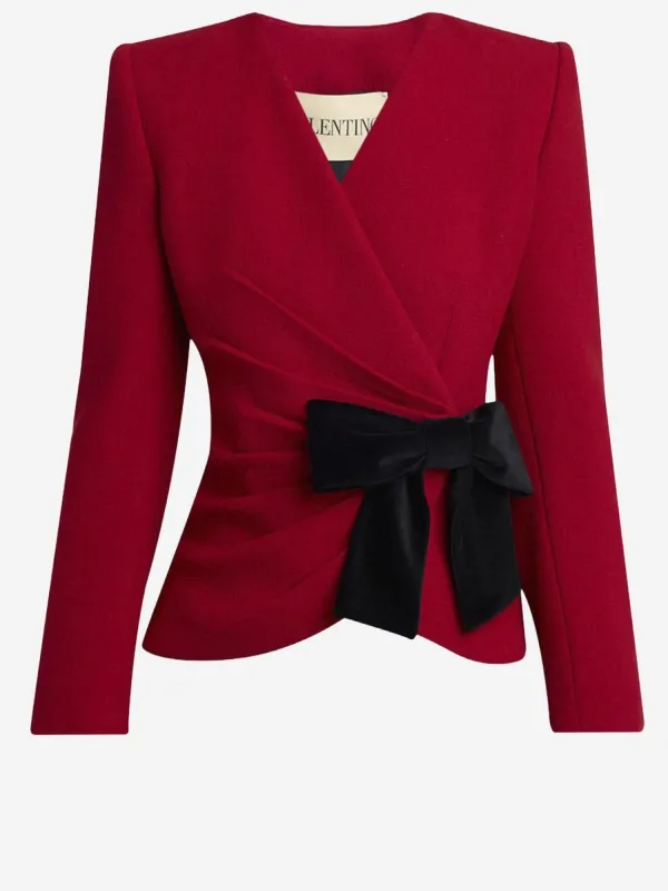 Wool V-Neck Blazer with Bow sold by Lord & Taylor