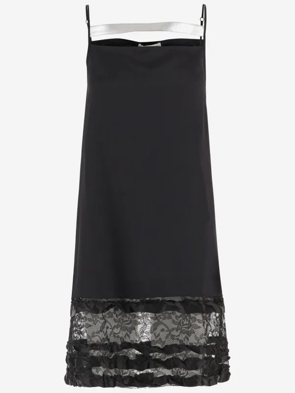 Silk Straight Dress with Lace Trim sold by Lord & Taylor