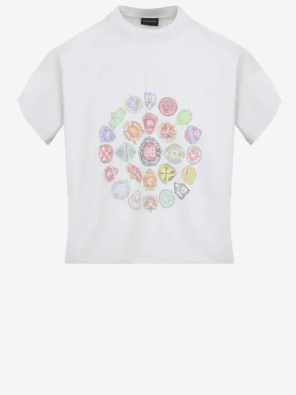 Cotton T-Shirt with Logo made by Balenciaga