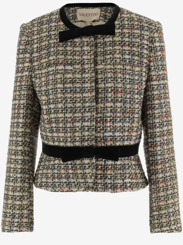 Wool-Blend Blazer with Velvet Bows sold by Lord & Taylor