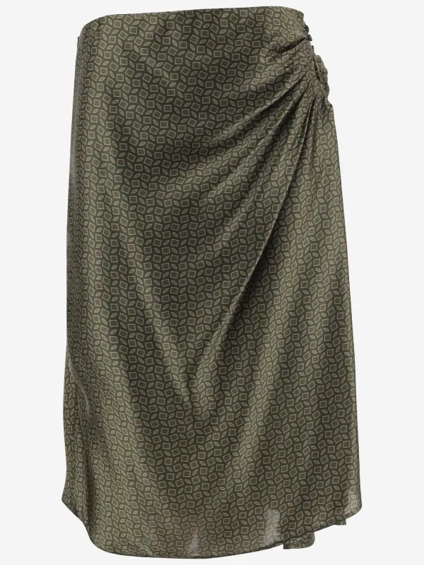 Khaki Silk Long Skirt made by Dries Van Noten