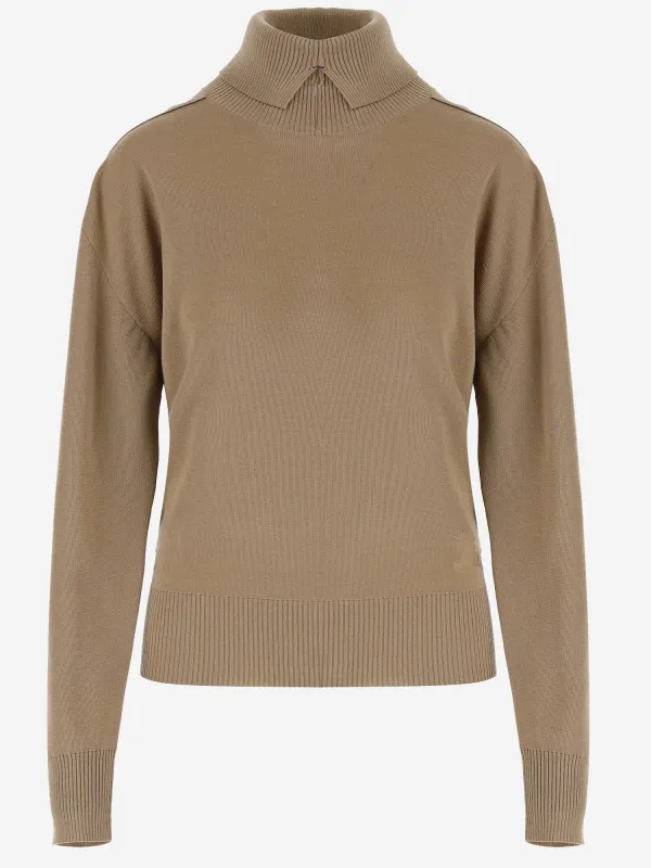 Camel Wool High-Neck Pullover sold by Lord & Taylor