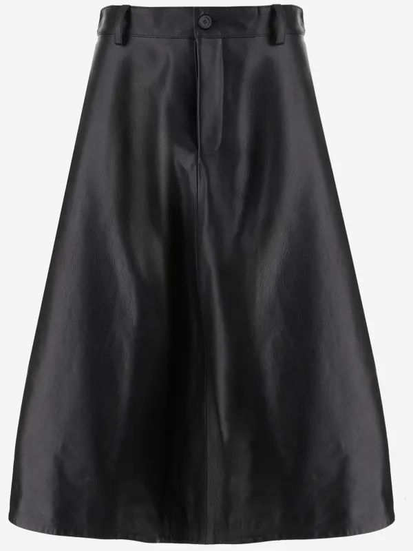 Black Leather Midi Skirt sold by Lord & Taylor