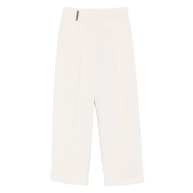 Off-White Corduroy Pleated Trousers sold by Lord & Taylor