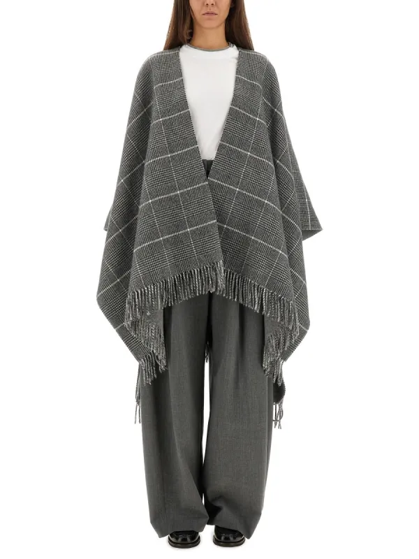WOOL PONCHO WITH BANGS sold by Lord & Taylor