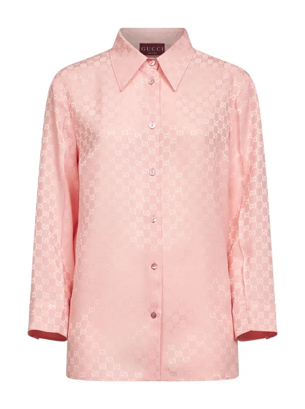 Pink GG Jacquard Silk Shirt sold by Lord & Taylor