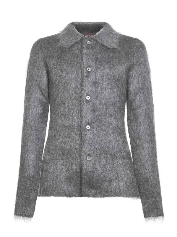 Grey Brushed Mohair Wool Blend Cardigan sold by Lord & Taylor