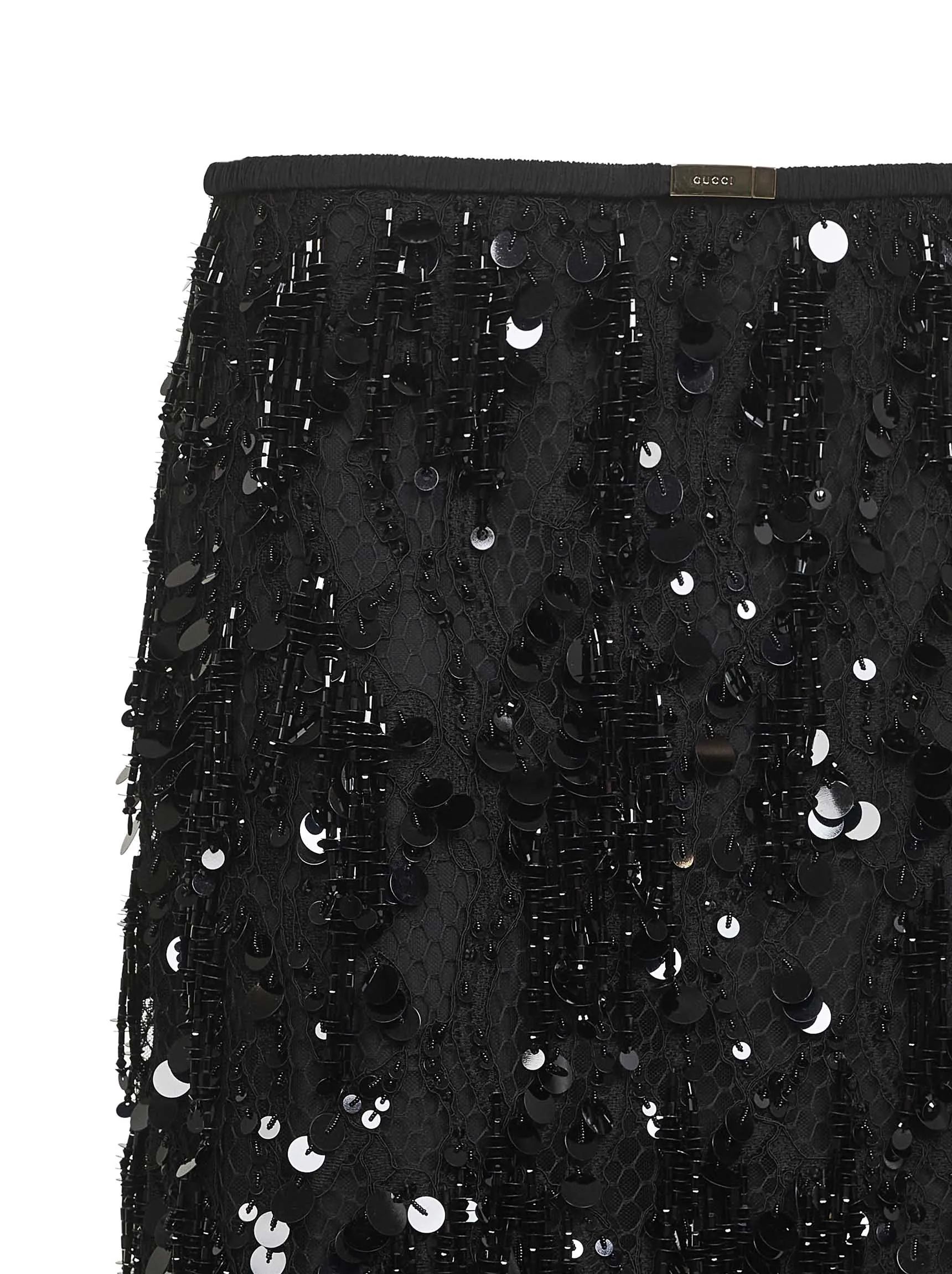 Black Lace Embroidered Sequin Midi Skirt sold by Lord & Taylor product image thumbnail 3
