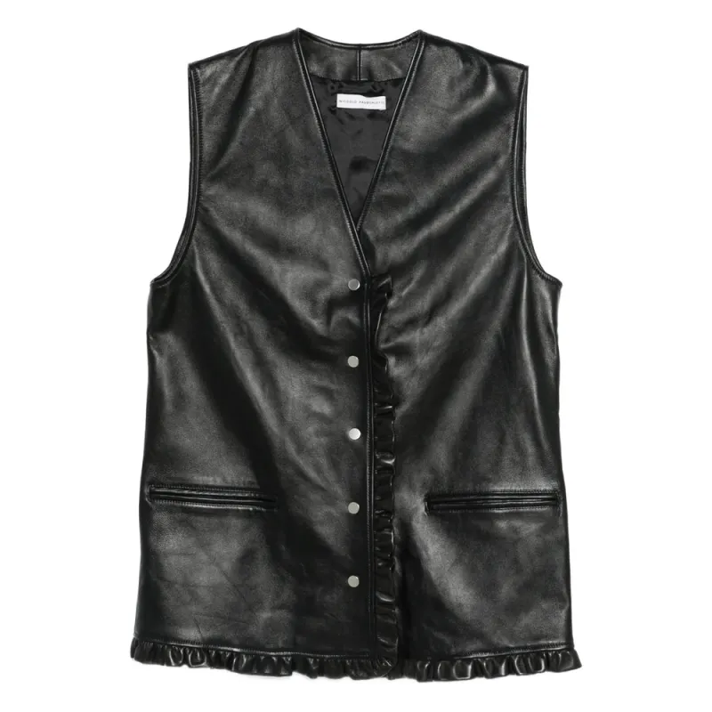 Leather Waistcoat with Ruffled Trim sold by Lord & Taylor