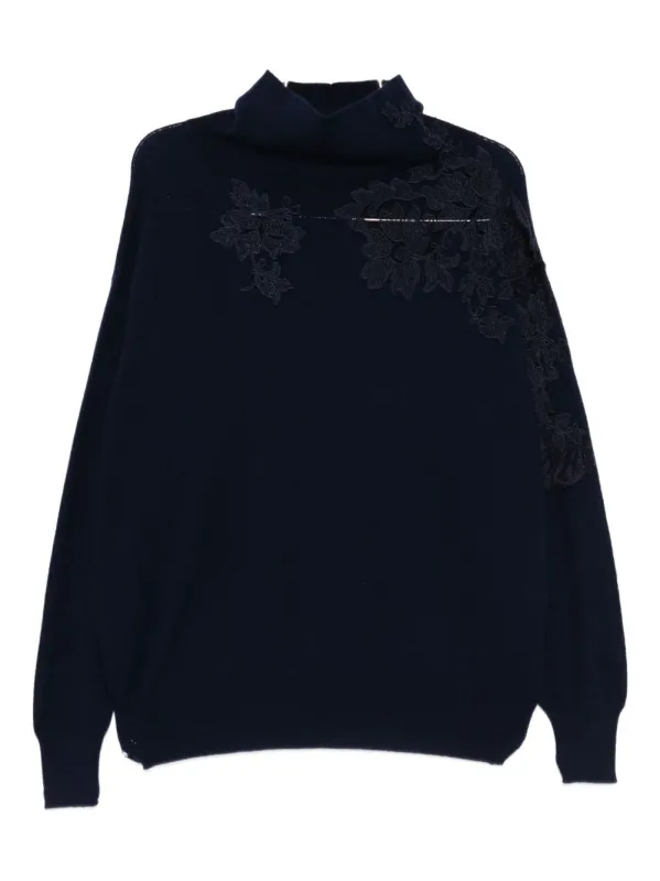 FLORAL APPLIQUÉ ROLLNECK sold by Lord & Taylor