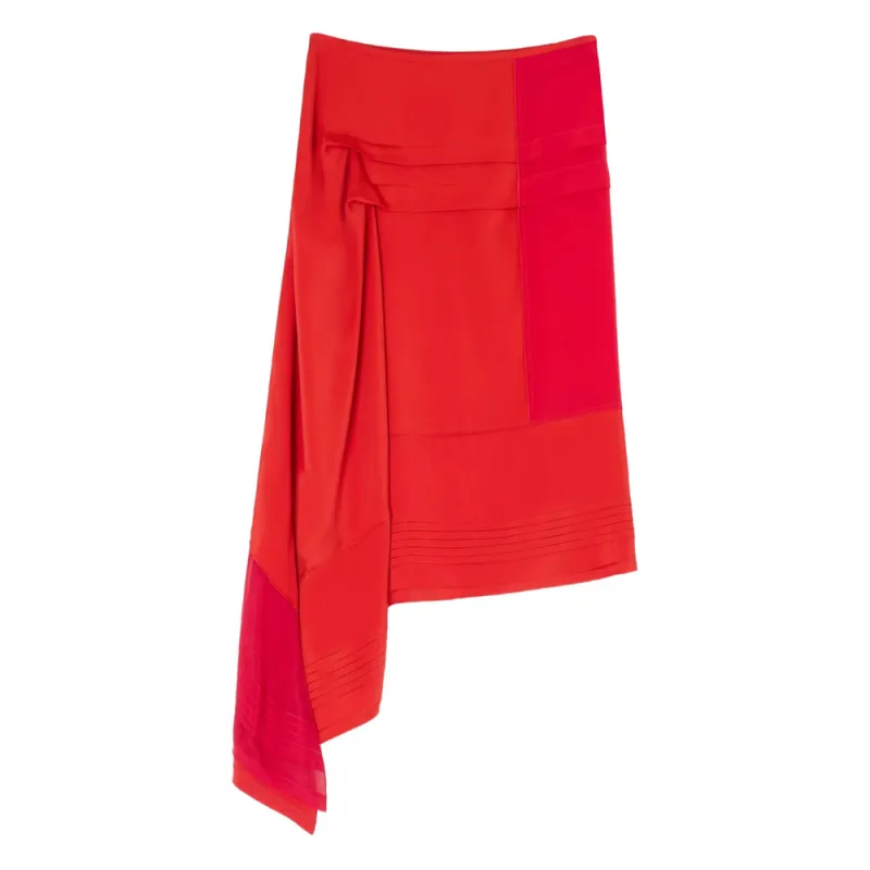 Red Asymmetrical Pleated Skirt sold by Lord & Taylor