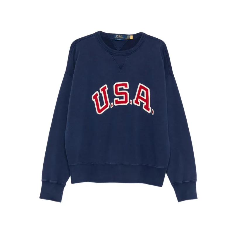 Navy Blue Crew Neck Sweatshirt made by Ralph Lauren