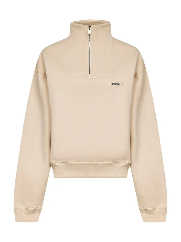 Beige Gros Grain Zipped Rollneck Sweatshirt sold by Lord & Taylor