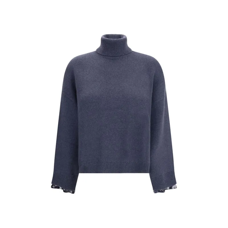 Blue Fleece Wool Turtleneck sold by Lord & Taylor