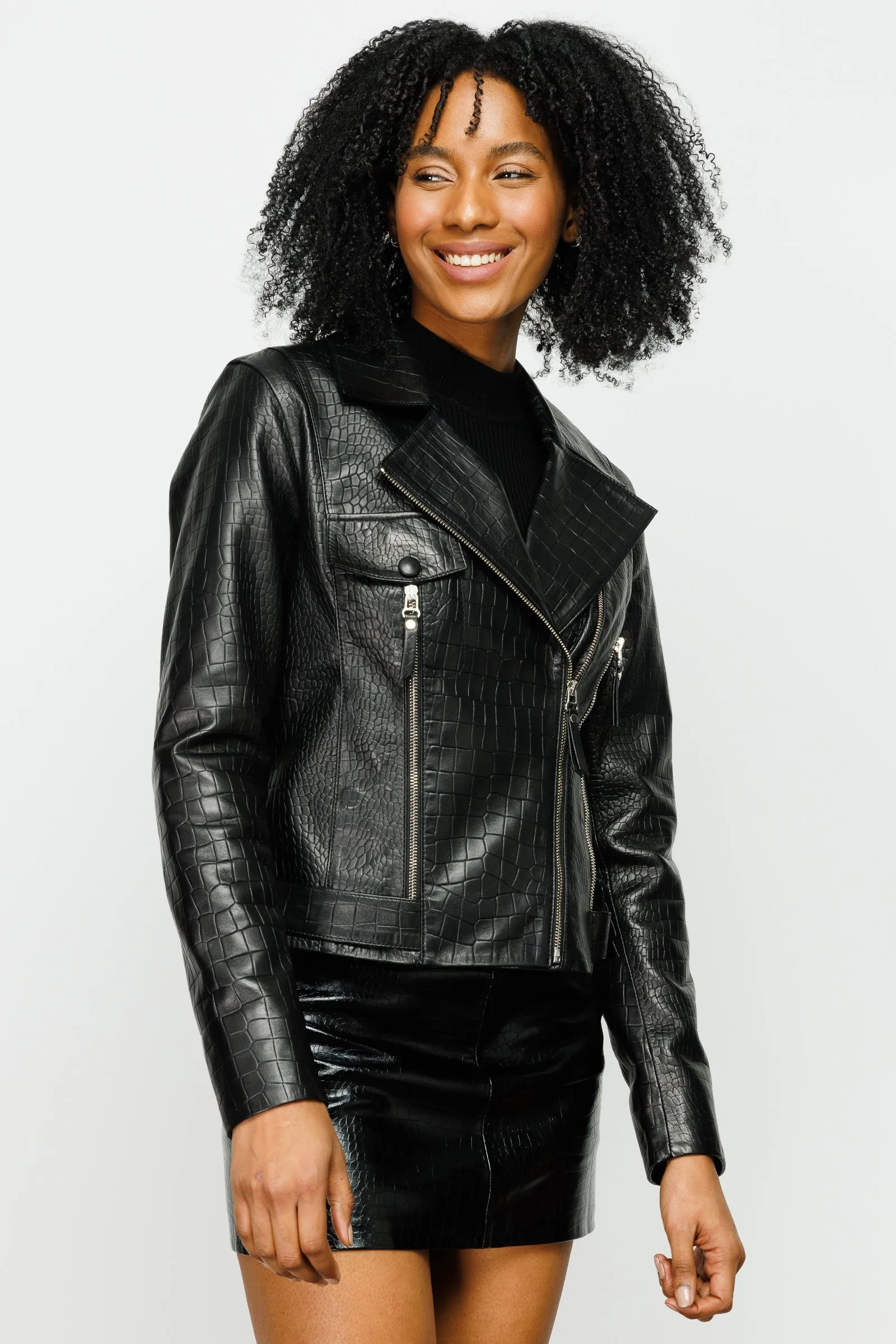 The Deytona Black Leather Women Jacket sold by Lord & Taylor