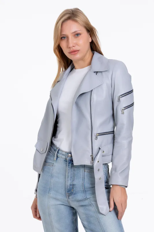 The Rodos Leather Gray Jacket sold by Lord & Taylor