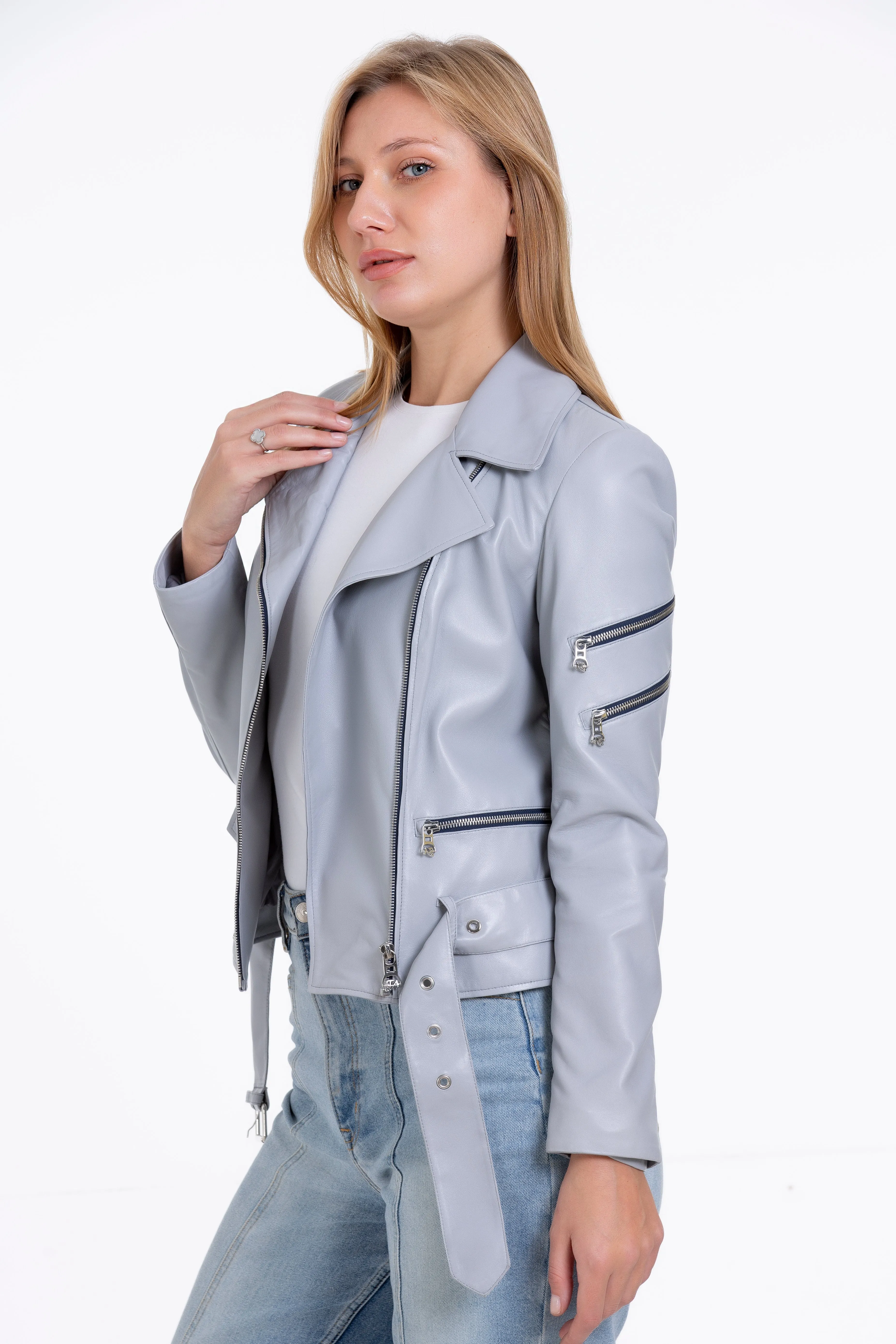 The Rodos Leather Gray Jacket sold by Lord & Taylor product image thumbnail 3