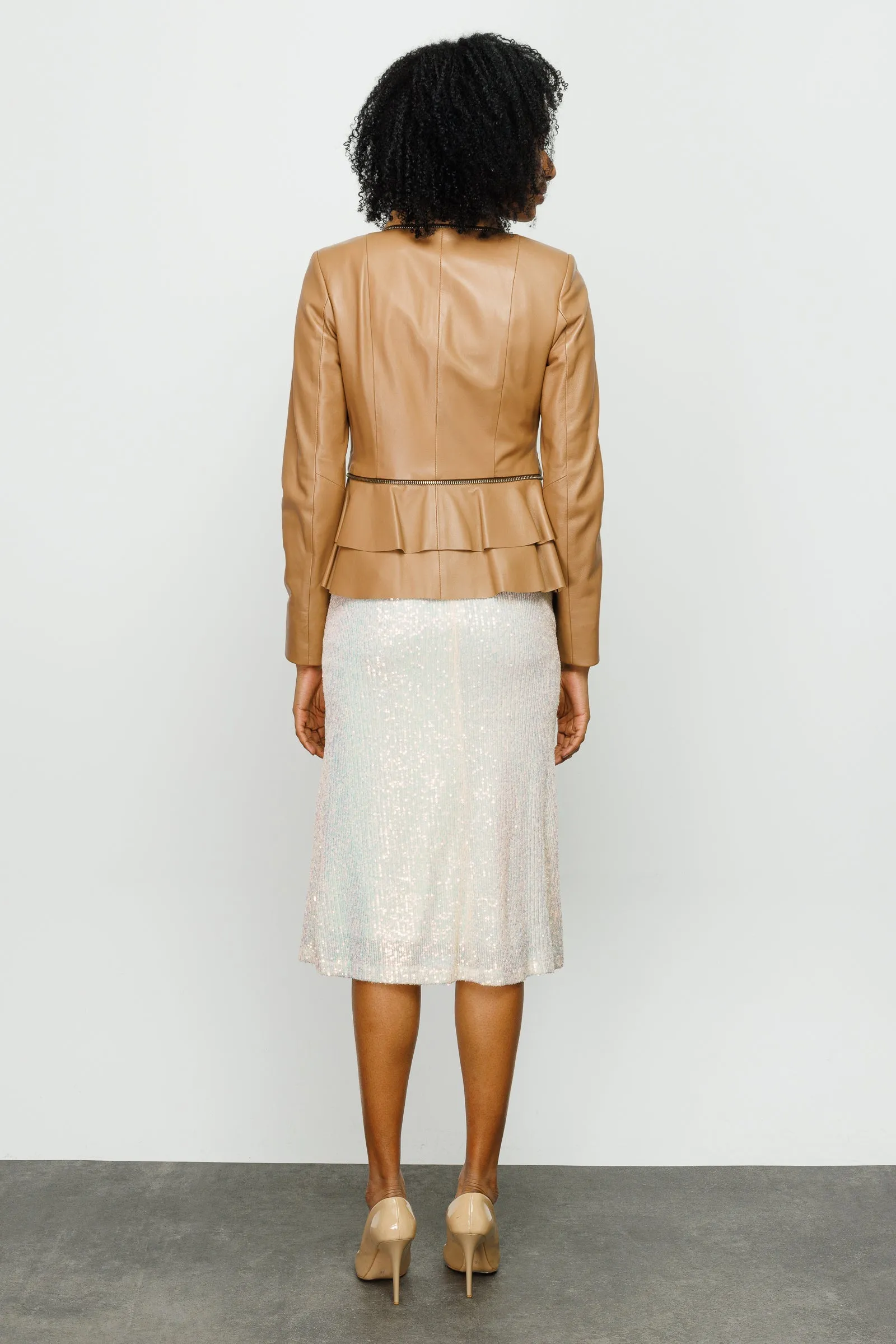 The Olmetti Tan Leather Women Jacket sold by Lord & Taylor product image thumbnail 4