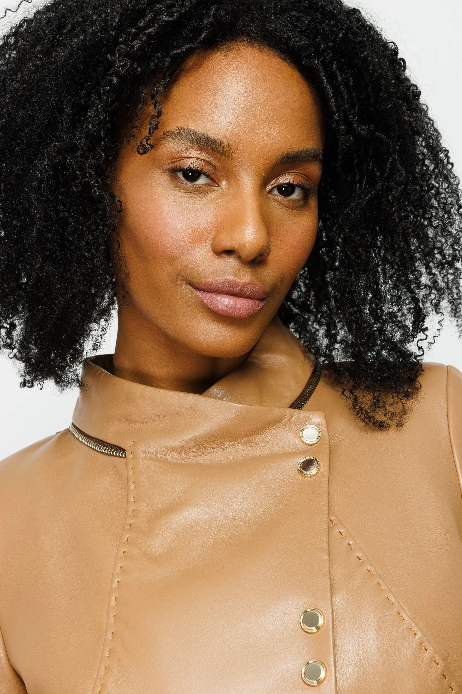 The Olmetti Tan Leather Women Jacket sold by Lord & Taylor product image thumbnail 5