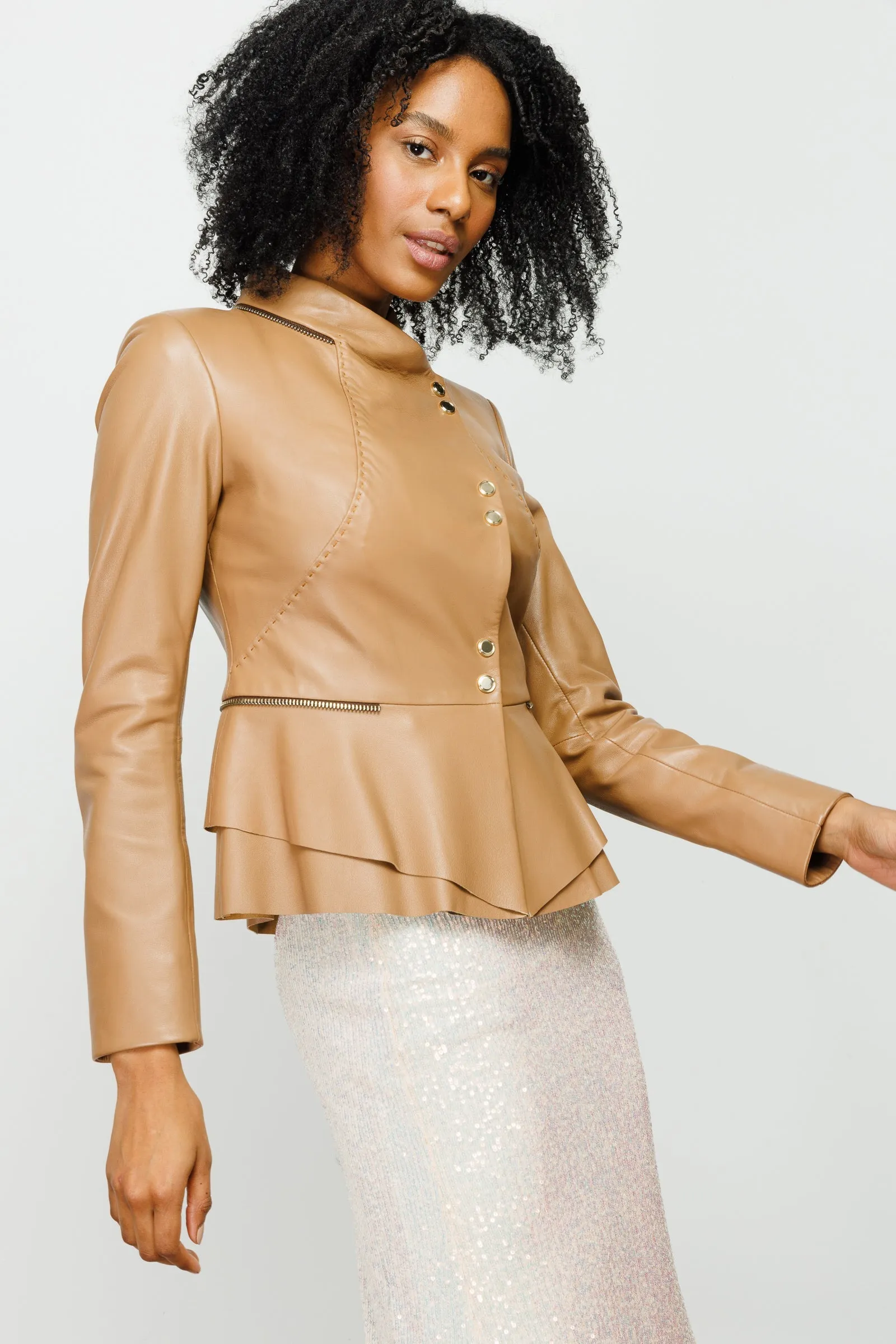 The Olmetti Tan Leather Women Jacket sold by Lord & Taylor product image thumbnail 2
