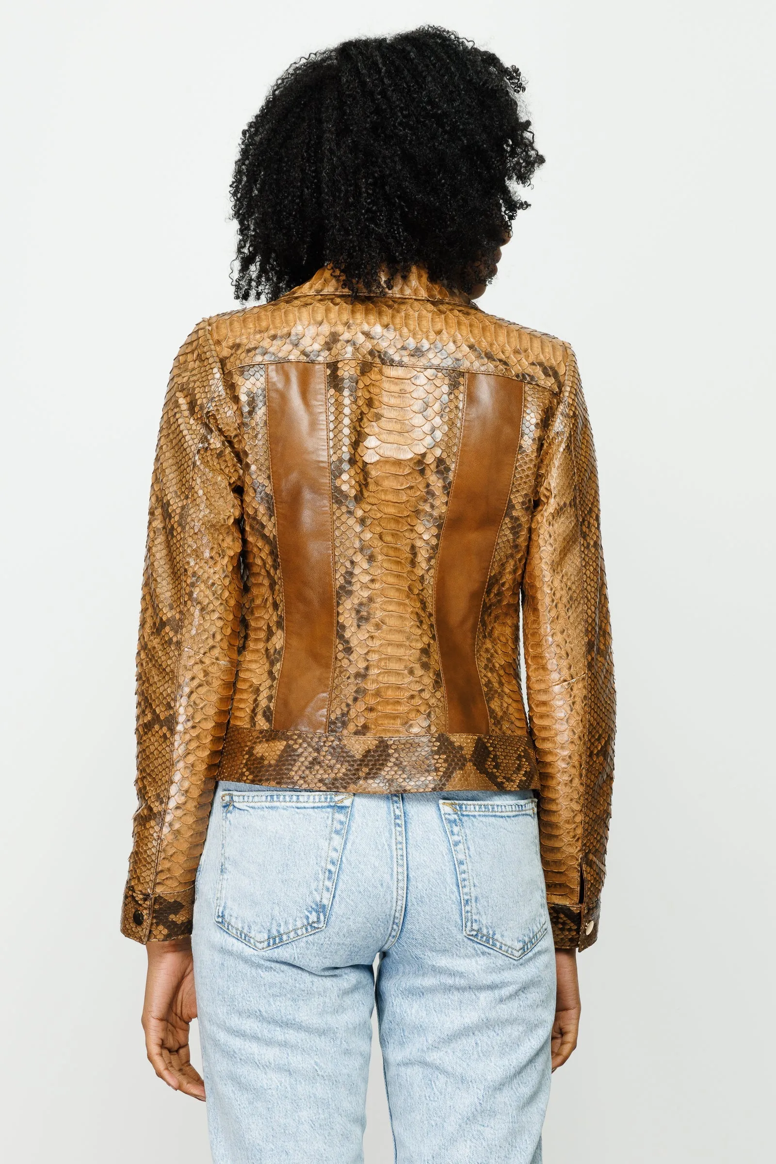 The Nayro Pythn Tan Leather Women Jacket sold by Lord & Taylor product image thumbnail 3