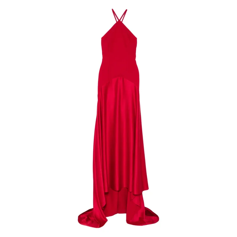 Red Halter Neck Asymmetric Dress sold by Lord & Taylor