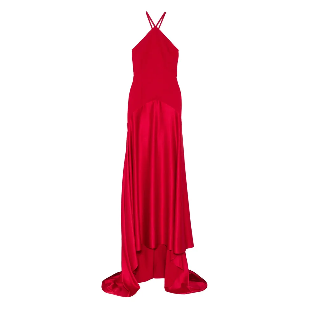 Red Halter Neck Asymmetric Dress sold by Lord & Taylor