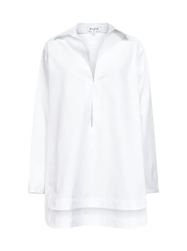 White Cotton Poplin Tunic Mini Dress sold by Lord & Taylor
